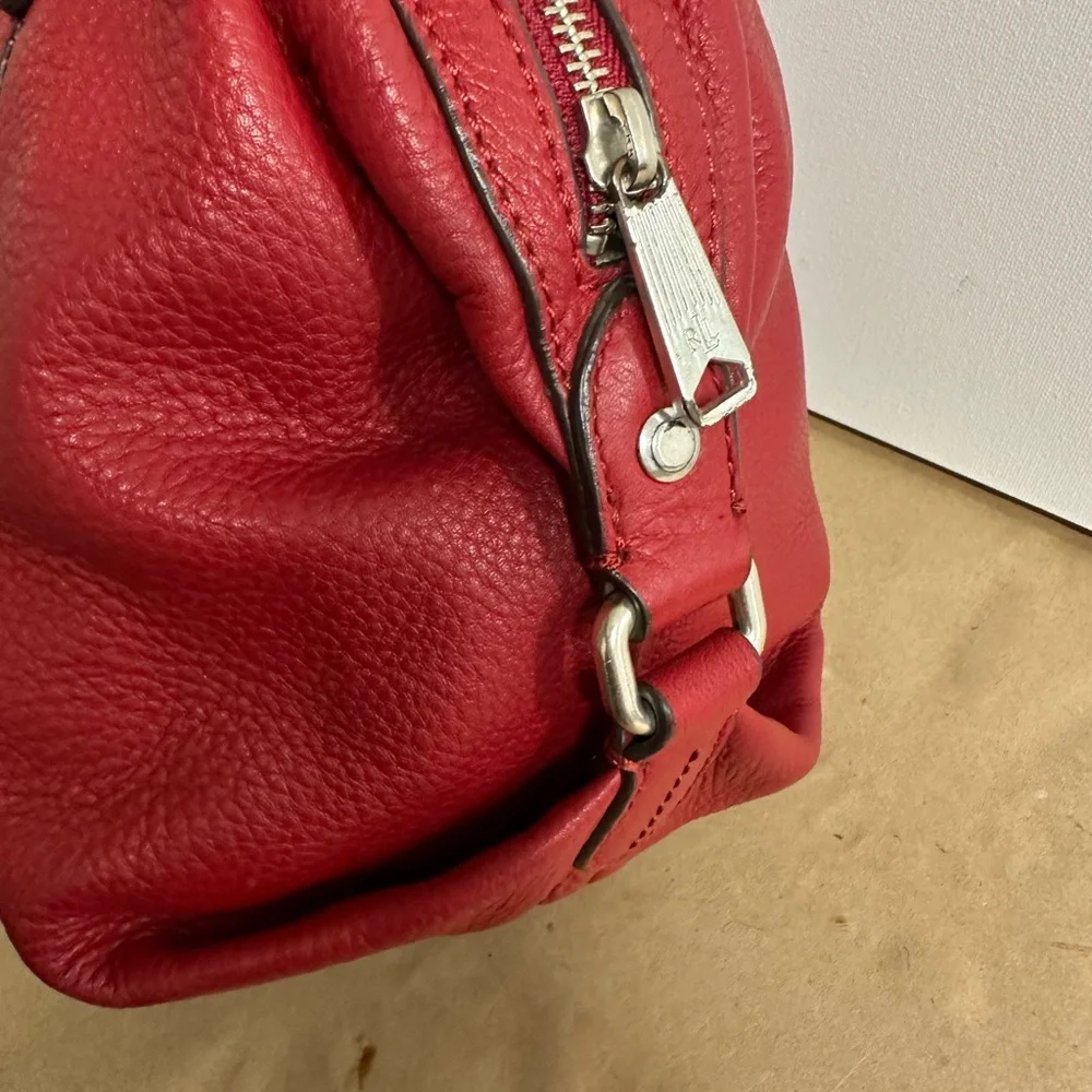 Ralph Lauren Red Leather Satchel Handbag - Women's Stylish Shoulder Bag - Picture 4 of 13
